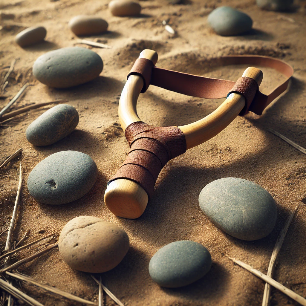 David's slingshot with the five smooth stones