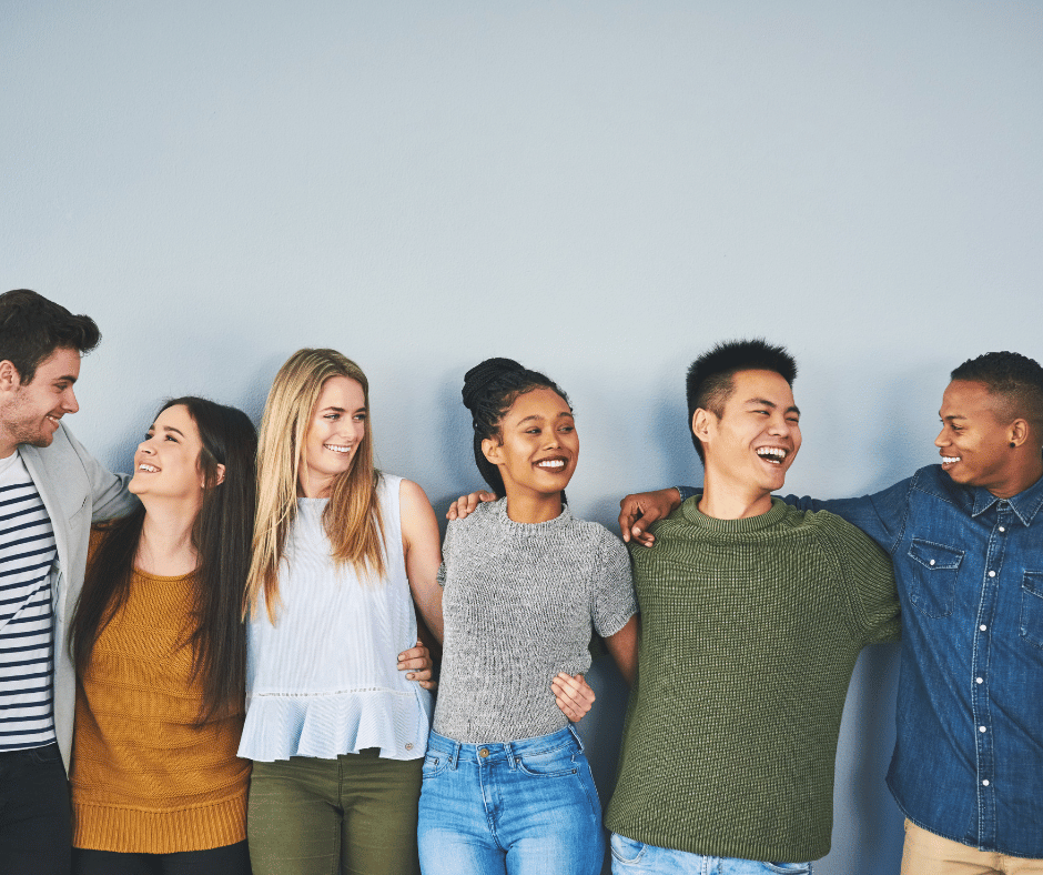 a Group of friends from all different races 