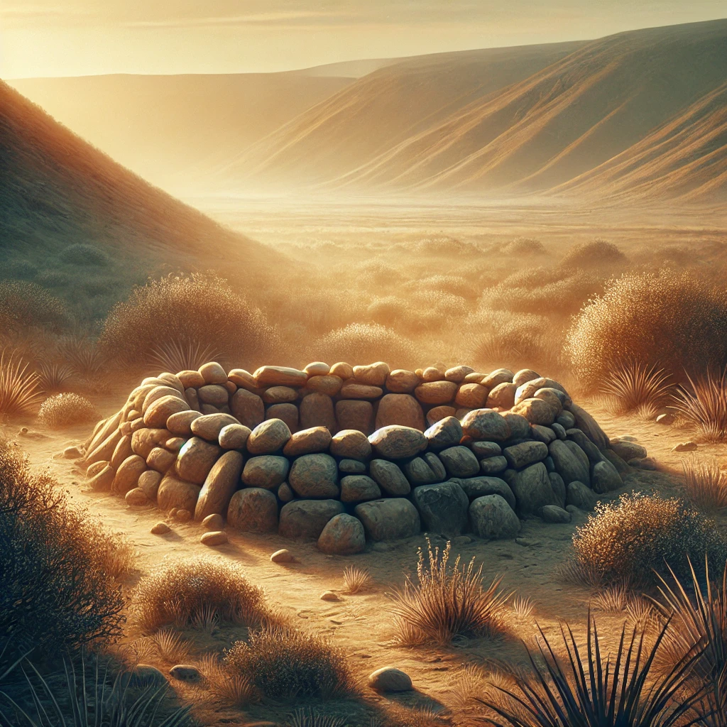 Who Buried Moses? Stones packed over an ancient grave site in a quiet valley, symbolizing the sacred mystery of his burial