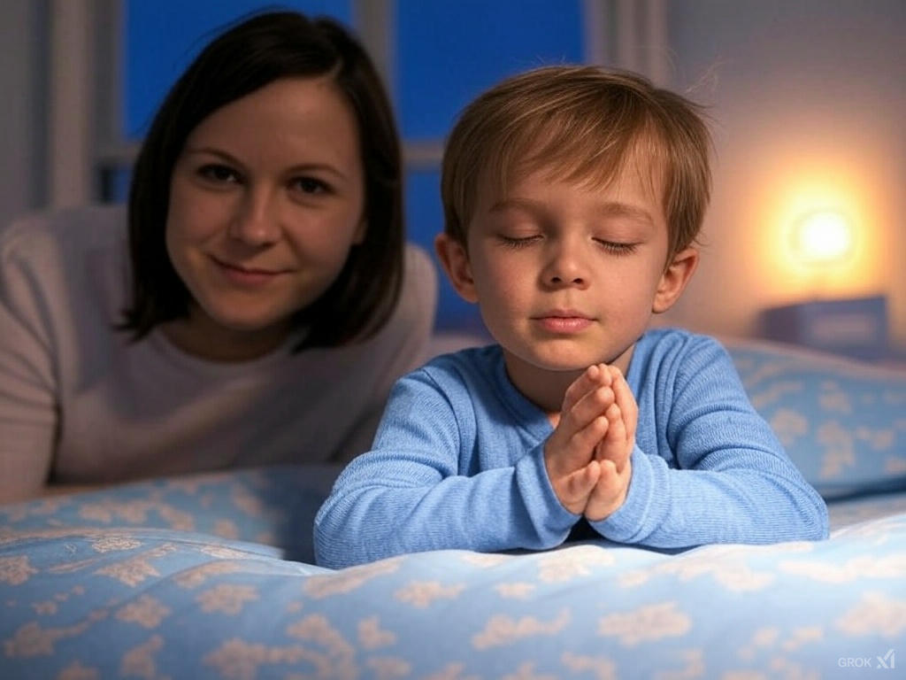 Child praying with parent - biblical verses for parenting Proverbs 22:6