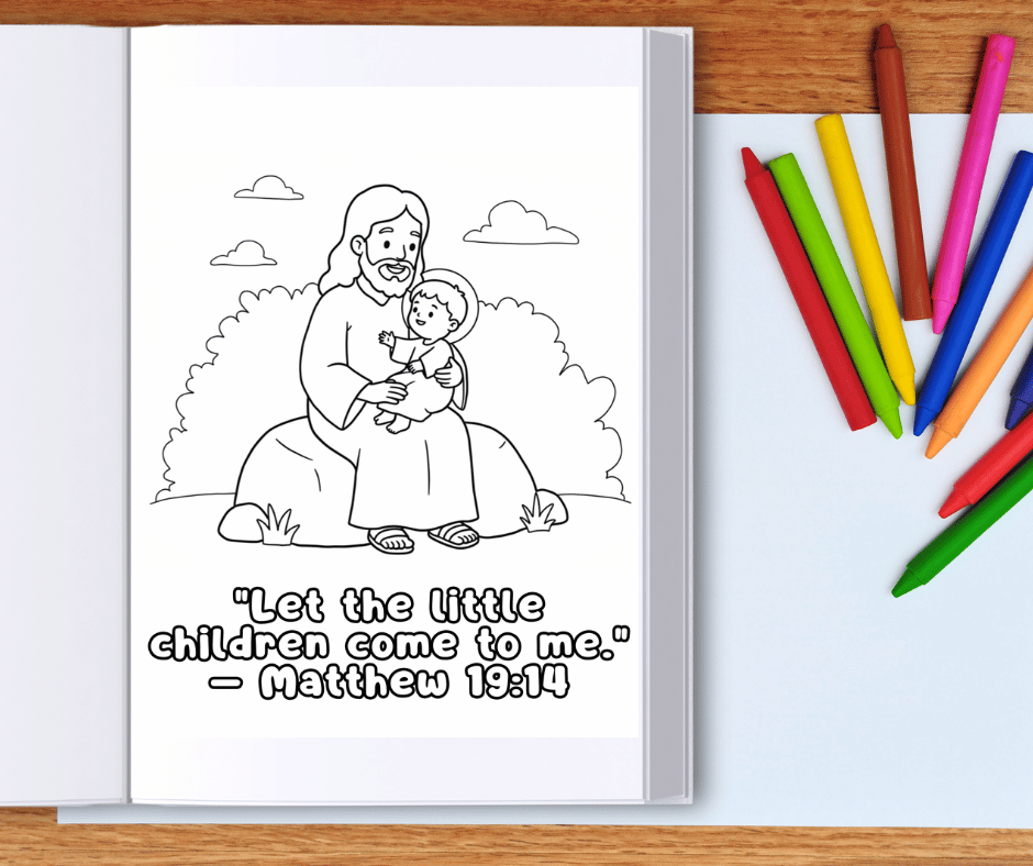 A look inside of the free printable coloring Book Jesus Loves Me